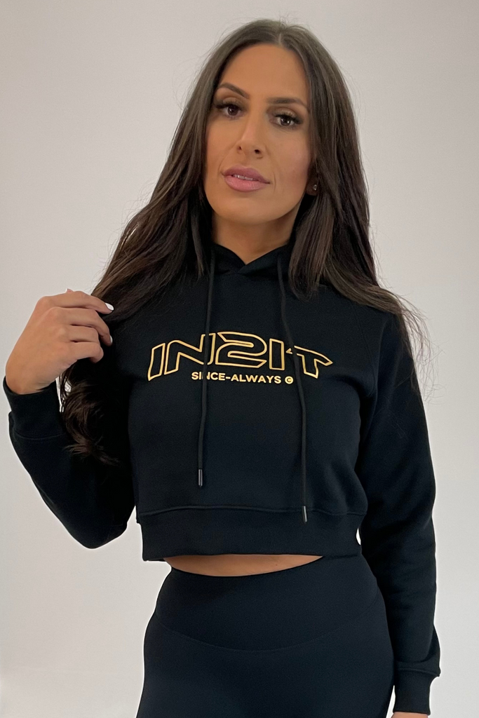 LIMITED EDITION! BLACK & GOLD CROPPED HOODIE